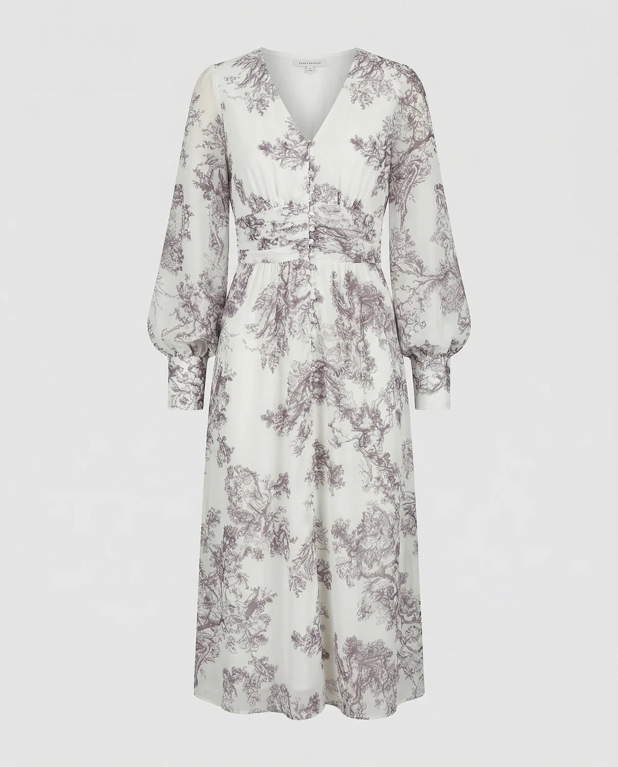 Amelia | Flowy V-neck Chiffon Dress with Drawstring Waist