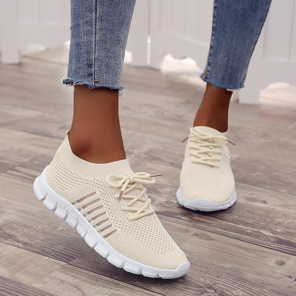 Women's Orthopedic Knit Sneakers with Lace Up Closure | Serenza London