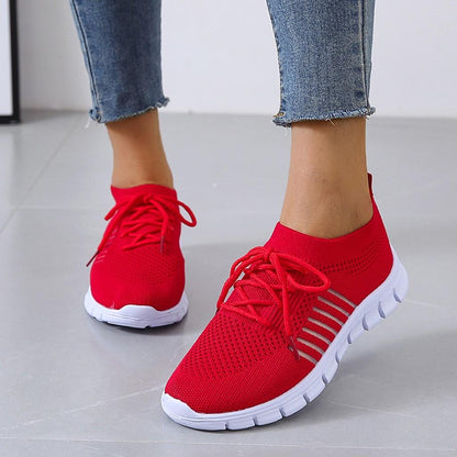 Women's Orthopedic Knit Sneakers with Lace Up Closure | Serenza London