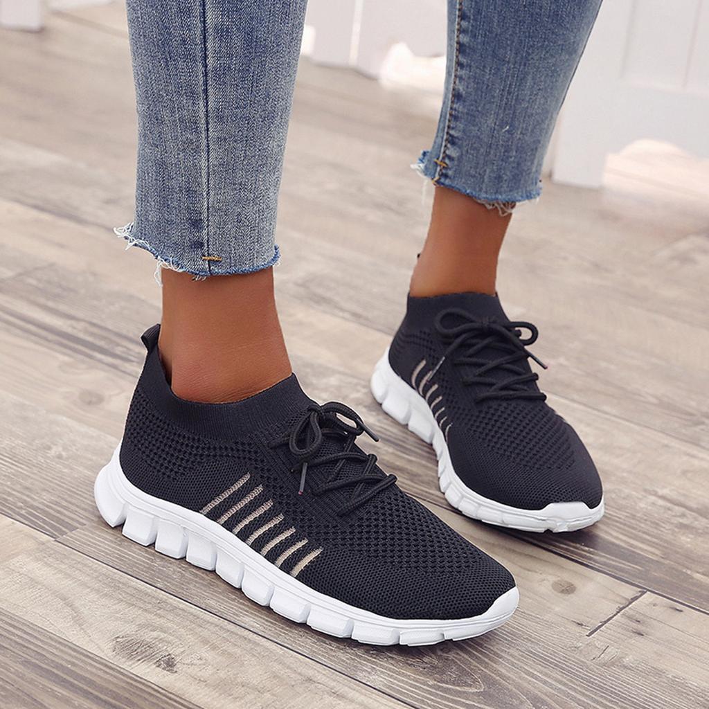 Women's Orthopedic Knit Sneakers with Lace Up Closure | Serenza London