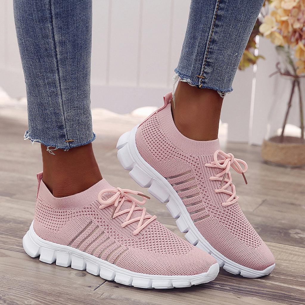 Women's Orthopedic Knit Sneakers with Lace Up Closure | Serenza London