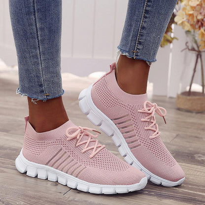 Women's Orthopedic Knit Sneakers with Lace Up Closure | Serenza London