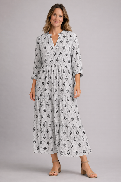 Romantic Summer Dress with Printed Pattern | Serenza London