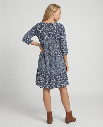 Women's Elegant V- Neck Printed Dress | Serenza London
