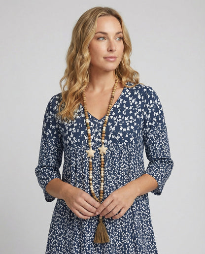 Women's Elegant V- Neck Printed Dress | Serenza London