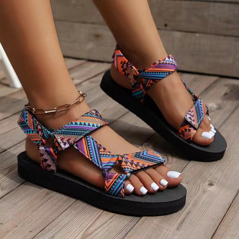 Colorful Orthopedic Sandals with Patterned Straps | Serenza London
