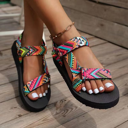 Colorful Orthopedic Sandals with Patterned Straps | Serenza London