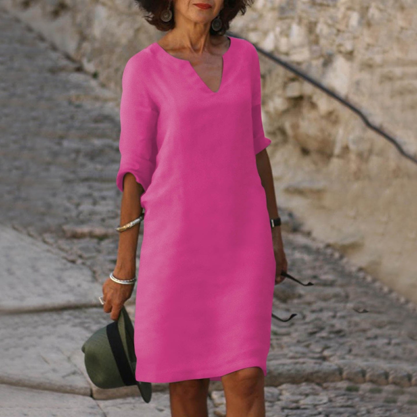 Elegant V-Neck Summer Dress | Serenza London