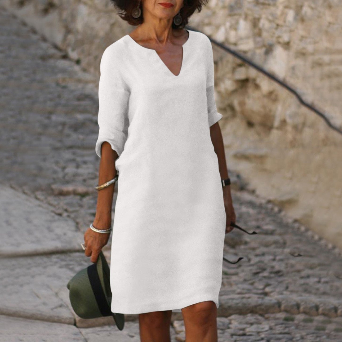 Elegant V-Neck Summer Dress | Serenza London