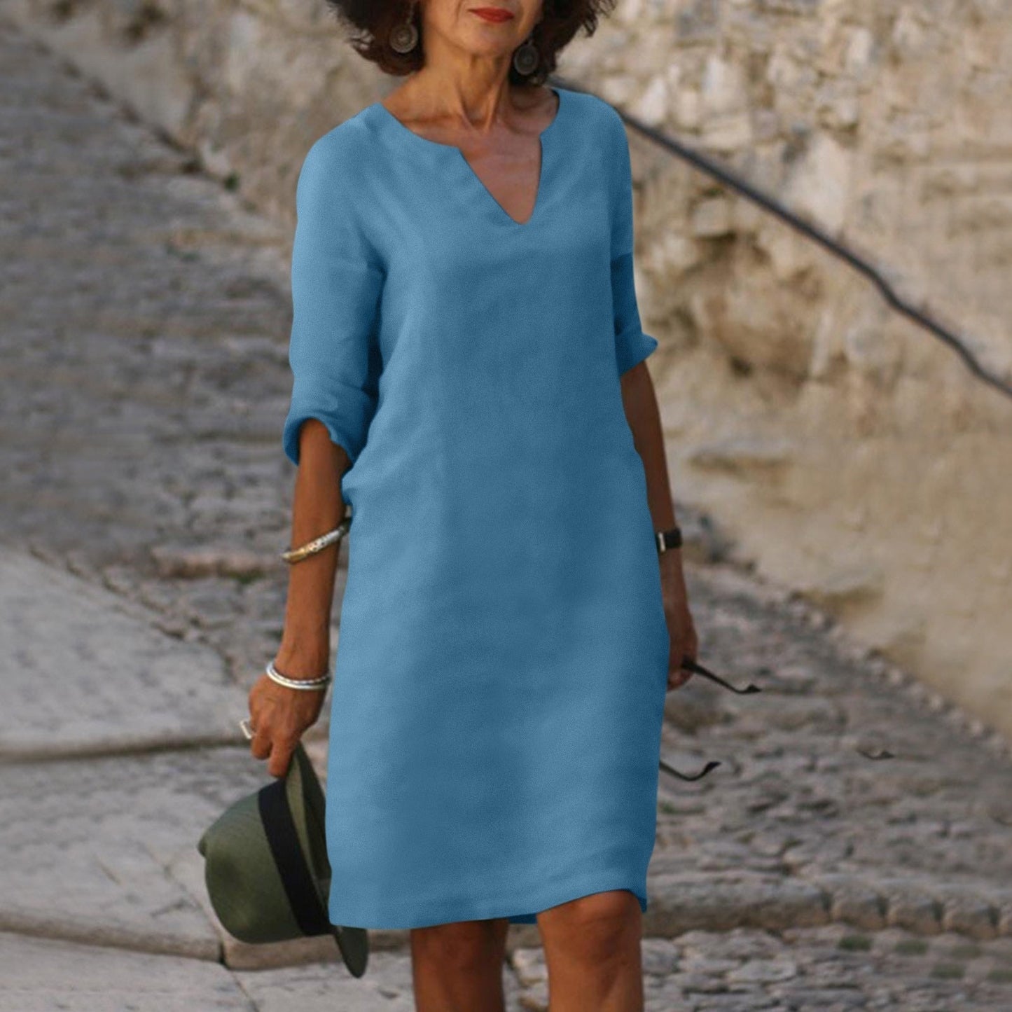 Elegant V-Neck Summer Dress | Serenza London