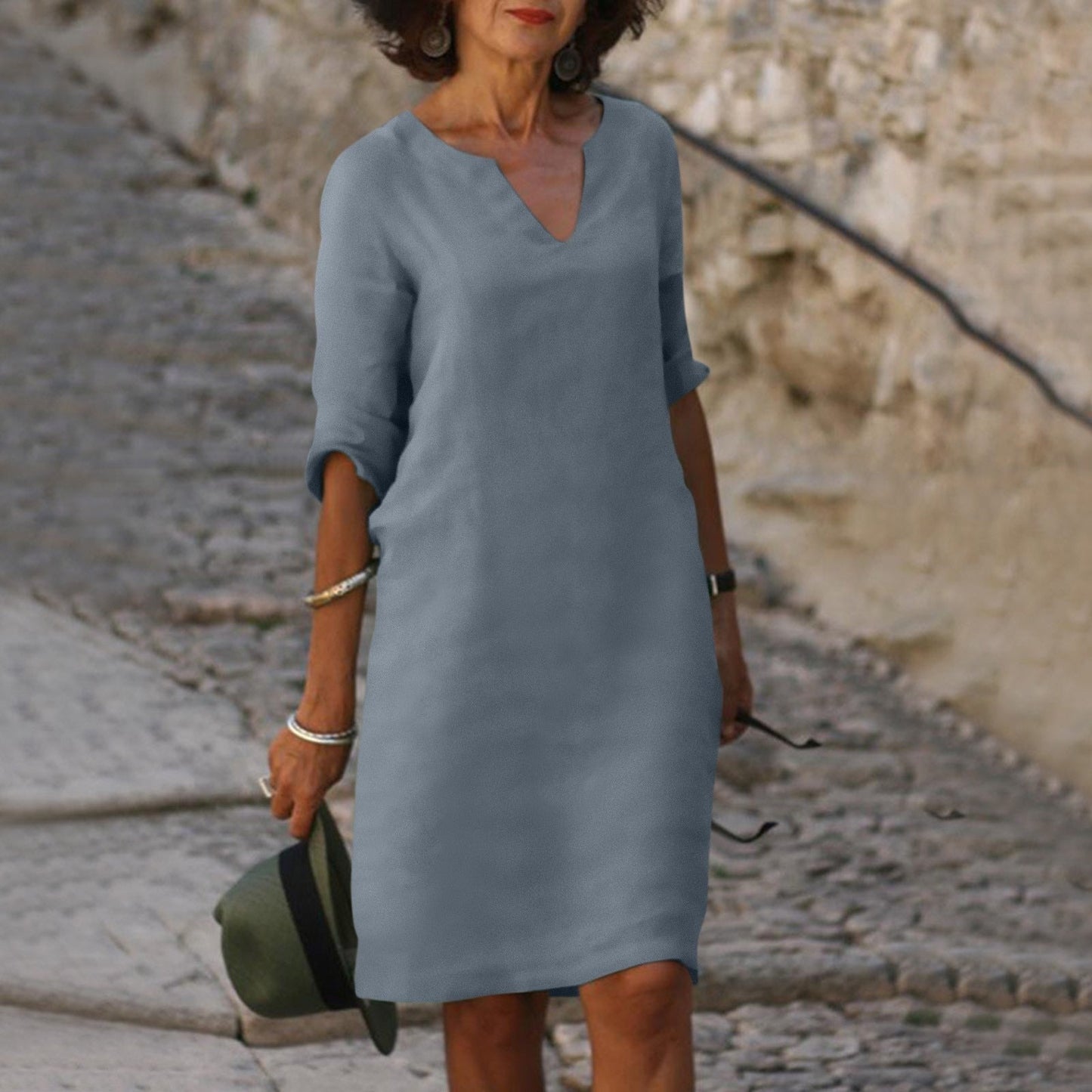 Elegant V-Neck Summer Dress | Serenza London
