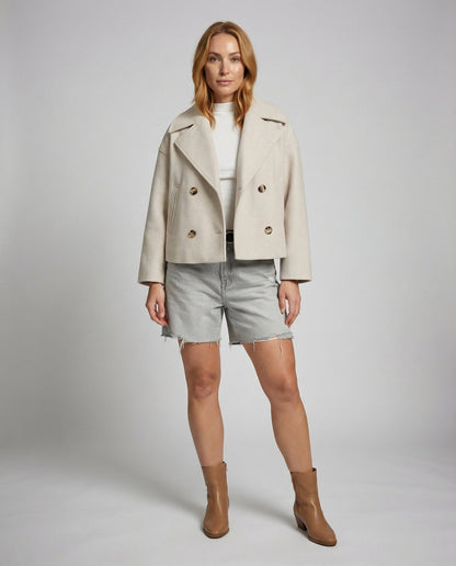 Women's Cropped Jacket with Double Breasted Design | Serenza London