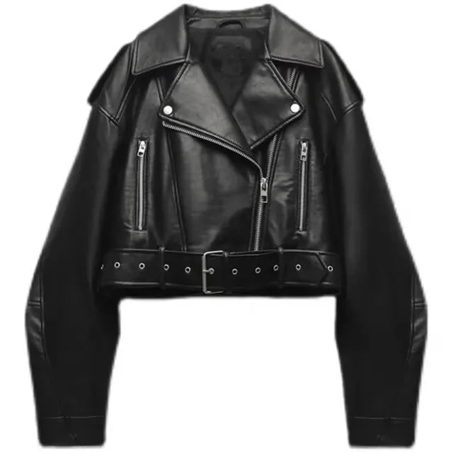 Modern Cropped Biker Jacket with Zip Details | Serenza London