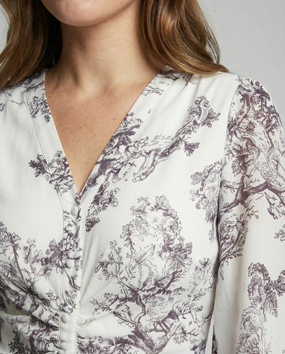 Amelia | Flowy V-neck Chiffon Dress with Drawstring Waist