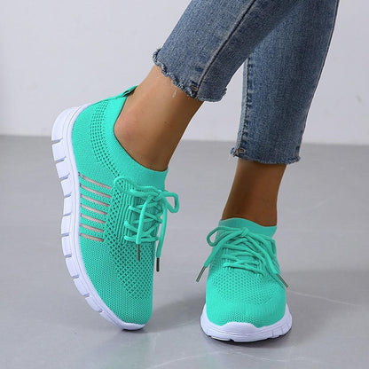 Women's Orthopedic Knit Sneakers with Lace Up Closure | Serenza London