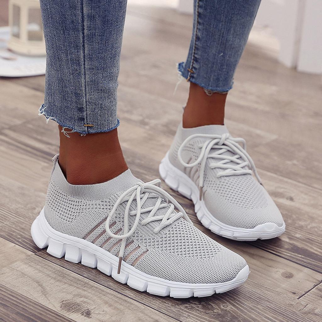 Women's Orthopedic Knit Sneakers with Lace Up Closure | Serenza London