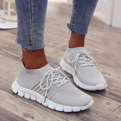 Women's Orthopedic Knit Sneakers with Lace Up Closure | Serenza London