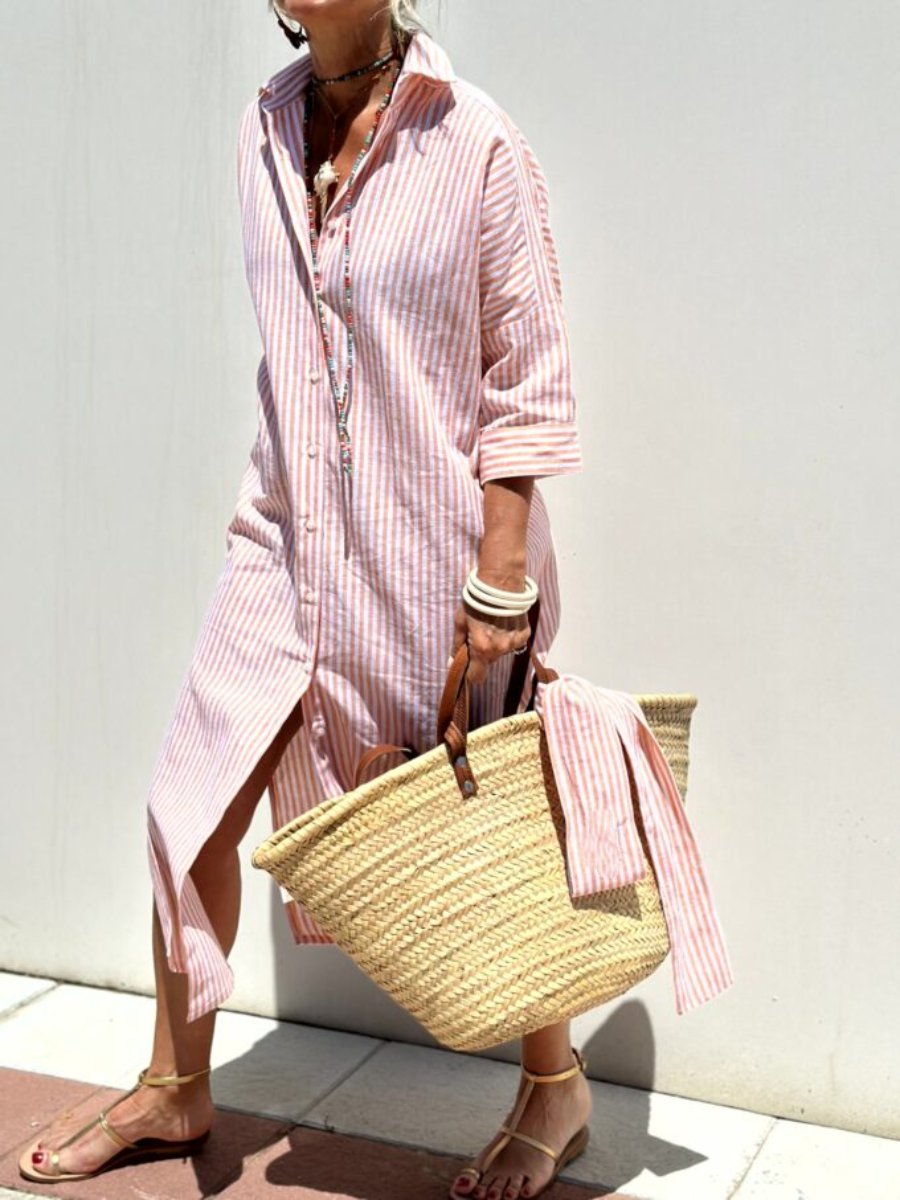 Striped Shirt Dress with Relaxed Fit | Serenza London