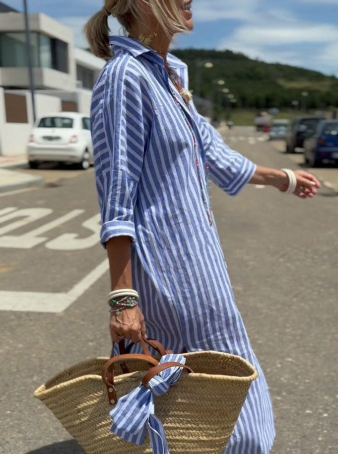 Striped Shirt Dress with Relaxed Fit | Serenza London