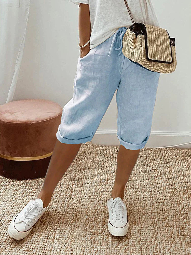 Esmae | Lightweight Cotton Shorts with Drawstring Waist