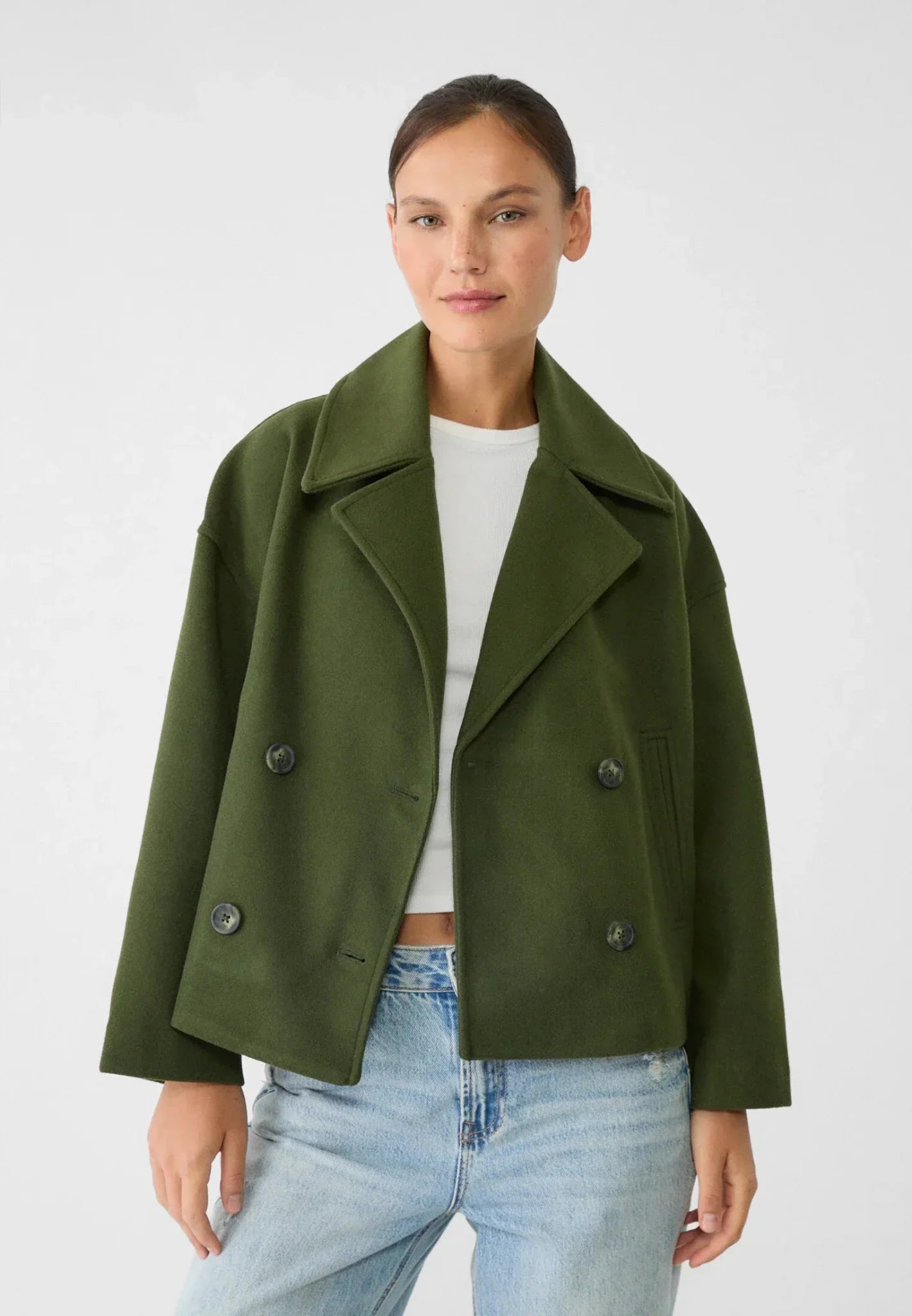 Women's Cropped Jacket with Double Breasted Design | Serenza London
