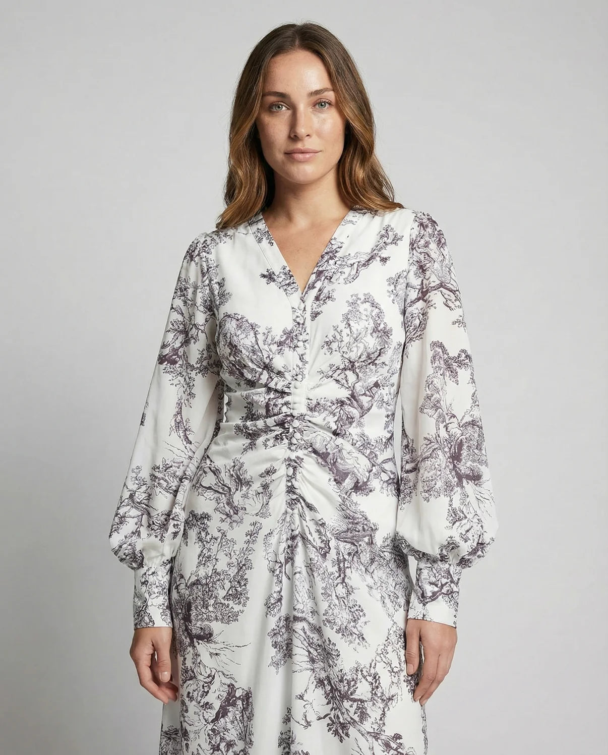 Amelia | Flowy V-neck Chiffon Dress with Drawstring Waist